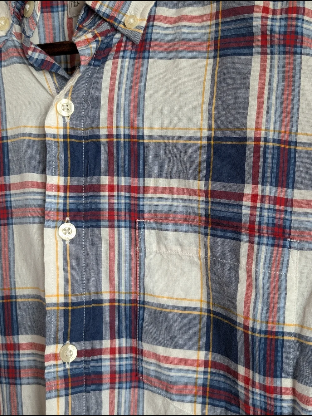 J.Crew Men's XS Summer Plaid Button Down Shirt Blue Red White Cotton 40732